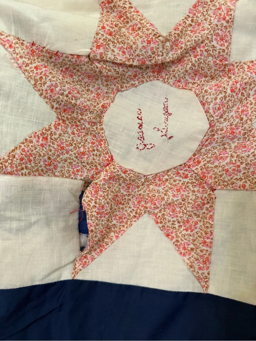 Handmade Star Patchwork Quilt in Blue, Red, Green, and Multicolor